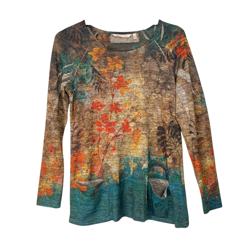 Soft Surroundings Women's Size XS Autumn Multicolor Tunic Top Artsy Boho Flowy